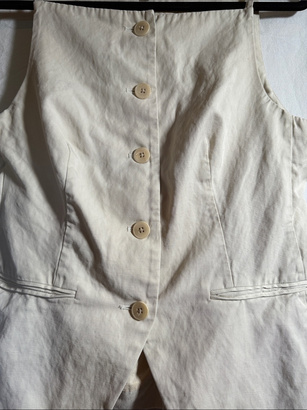 Madewell Ivory Button-Front Linen-Blend Vest - Picture 3 of 5